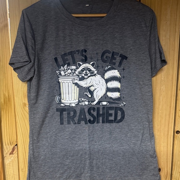 None Tops - Charcoal Gray Crew Neck Tee